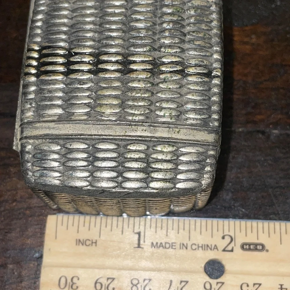 Vintage Jewelry Silverplate Casket Picnic‎ Basket Straps Trinket Box